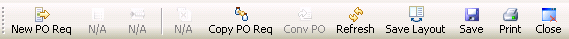 PO Req main tab toolbar