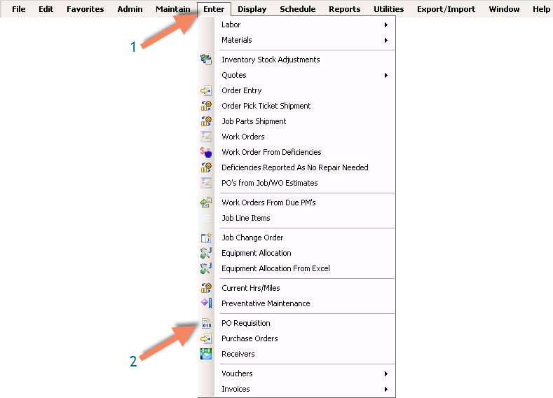 menu navigation for PO Requisition